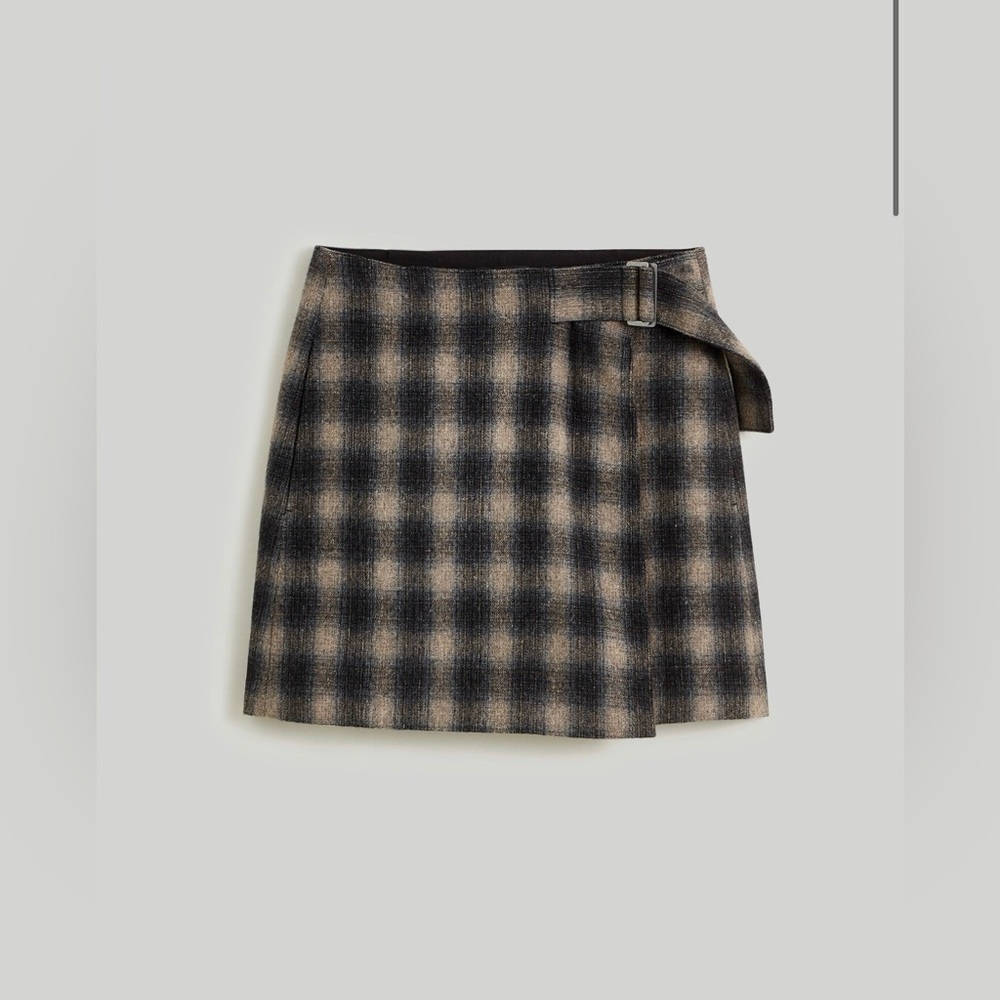 Madewell Buckle Belt Wrap Mini Skirt in Plaid NWT Size 14